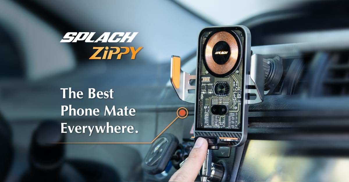 SPLACH Zippy X Wireless Charging Phone Holder, auto-Sensor Phone Holder, Compatible with iPhone Samsung Google and All 4.7&#39;&#39;-6.8&#39;&#39; Phones
