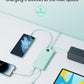 VRURC 10000mAh Power Bank Built-in Cables, Portable Charger with LED Display, Slim Travel Battery Pack with Cords, 5 Output Dual Input Phone Charger for Cell Phone Smart Devcies-Blue(1 Pack)