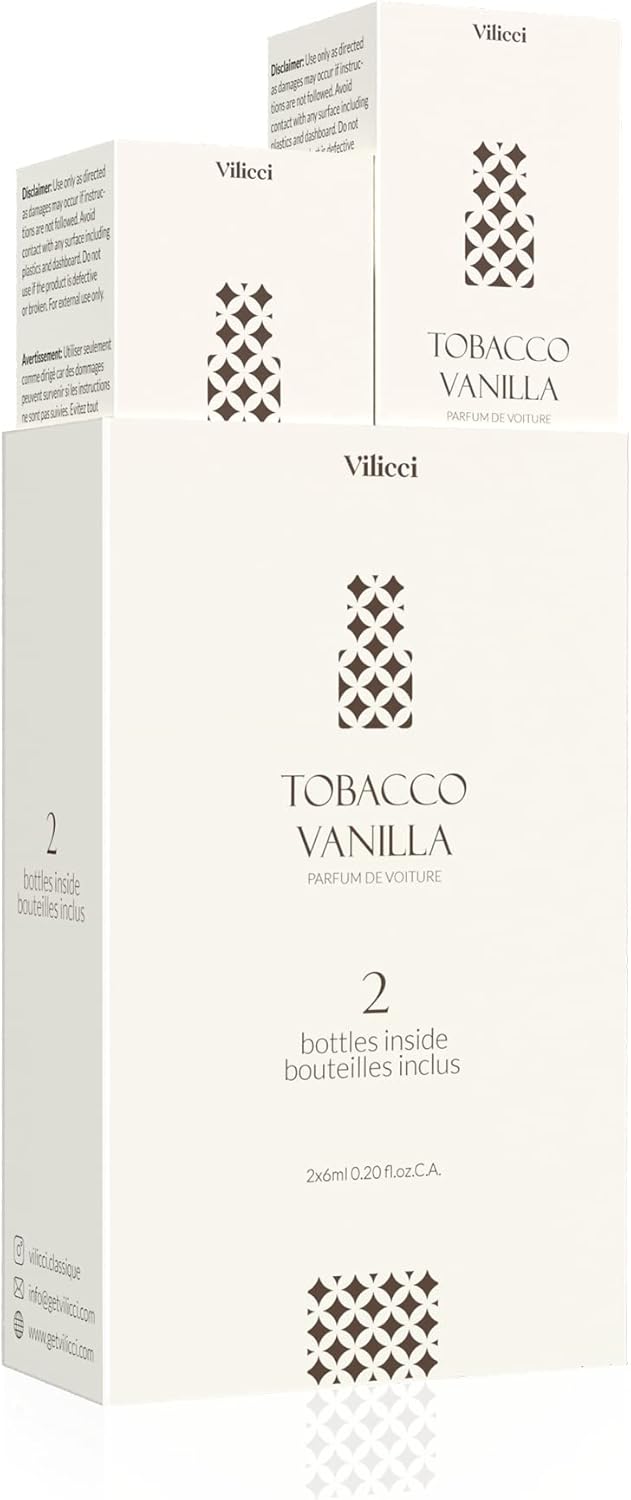 Vilicci Car Air Freshener - Tobacco Vanilla Scent - Elegant Car Fresheners, Air Freshener for Car, Premium Car Hanging Air Freshener, Long-Lasting Fragrance for Auto and Home, 1 Bottle