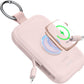 RORRY Portable Charger, 5000mAh Portable Charger Power Bank with Built-in Cables, Travel Keychain Battery Pack for Apple Watch Ultra 2/9/8/Ultra/7/6/SE/5, iPhone 16/15/14/13/12, Purple