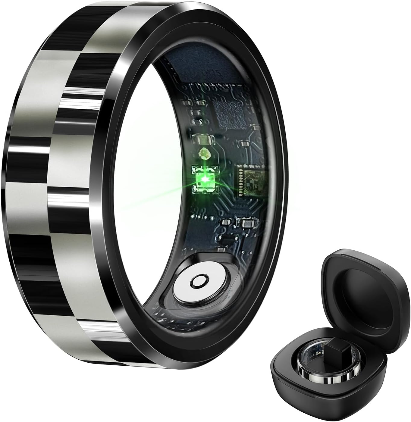 Smart Ring,Fitness Tracker Ring for Men/Women,Monitoring of Pedometer,Heart Rate,Blood Oxygen,Sleep Tracker,No App Subscription,Compatible with Android and iOS (Black,9#)