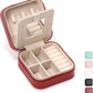 TRODANCE Jewelry Travel Case with Mirror,Small Travel Jewelry Organizer, Portable Jewelry Box Travel Mini Organizer Portable Display Storage Box For Rings Earrings Necklaces (White)