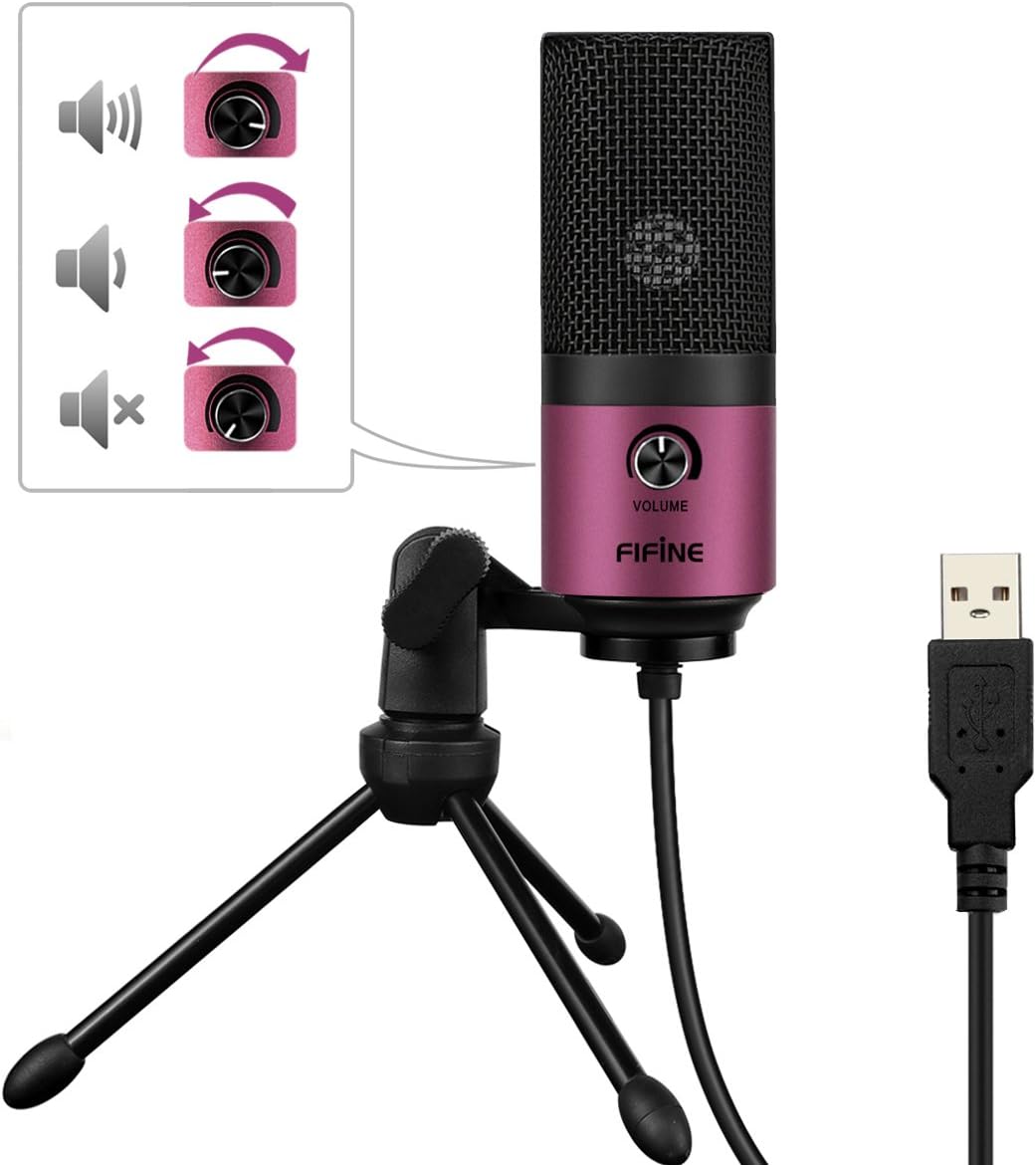 FIFINE USB Microphone, Metal Condenser Recording Microphone for Laptop MAC or Windows Cardioid Studio Recording Vocals, Voice Overs,Streaming Broadcast and YouTube Videos-K669B