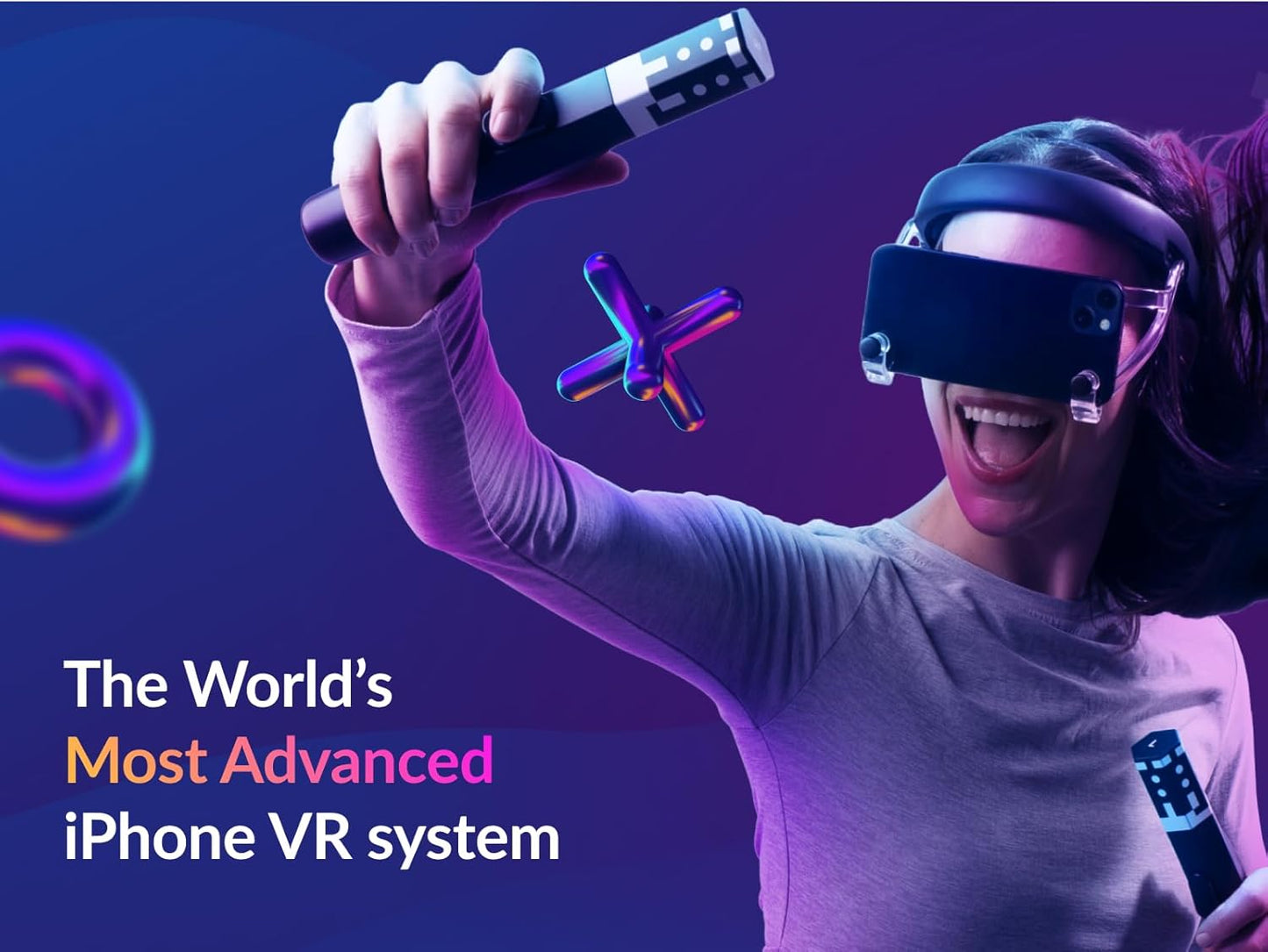 Zapbox - Next-gen iPhone VR Headset with 2 Motion Controllers, Free Apps, PC VR and Mixed Reality Support | Paint in 3D, Watch Spatial Videos, and More