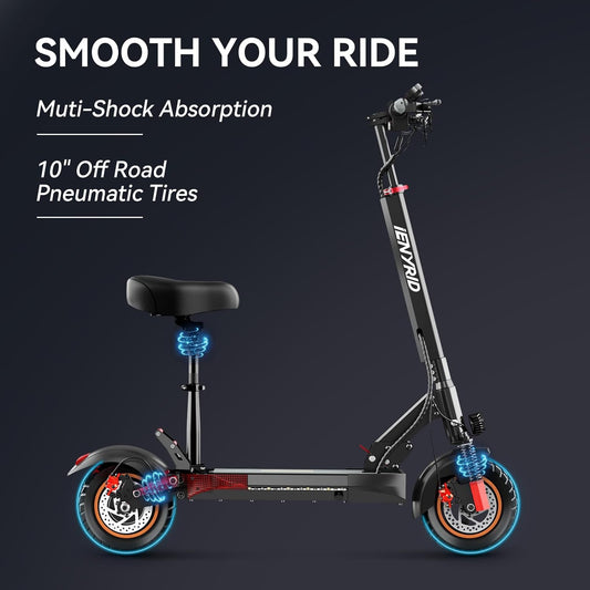 iENYRID M4 Electric Scooter with Seat for Adults, 28 Mph Max Speed &amp; 31 Miles Max Range,10 Inch Tires Offroad Electric Scooters 330lbs, 800w Motor Folding Commute Escooter