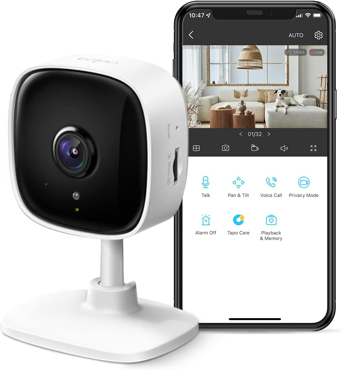 TP-Link Tapo 2K Security Camera for Baby Monitor, Dog Camera w/Motion Detection, 2-Way Audio Siren, Night Vision, Cloud &amp; SD Card Storage, Works w/Alexa &amp; Google Home, 4-Pack (Tapo C110P4)