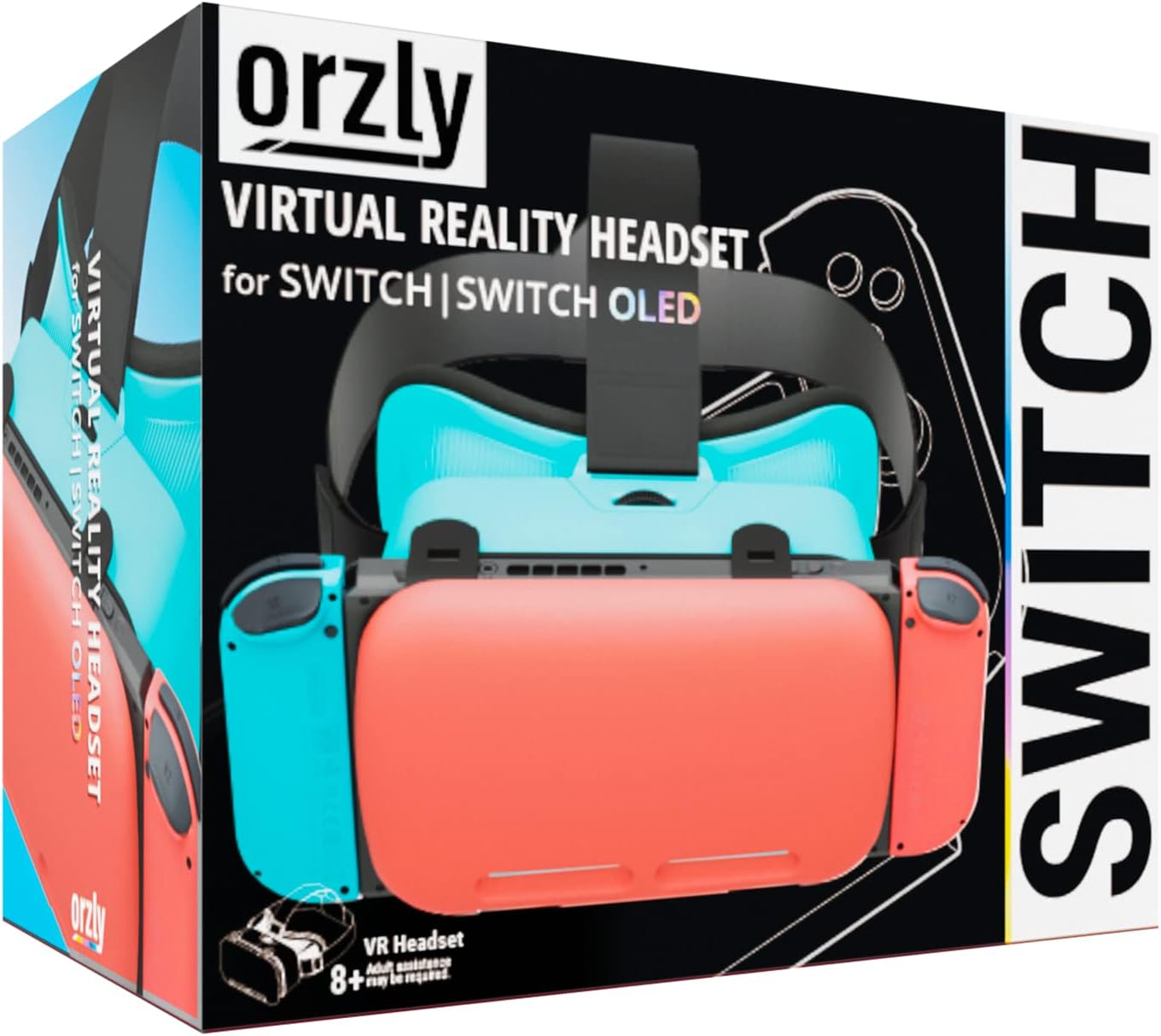 Orzly VR Headset Designed for Nintendo Switch &amp; Switch OLED Console with Adjustable Lens for a Virtual Reality Gaming Experience and for Labo VR - White - Gift Boxed Edition