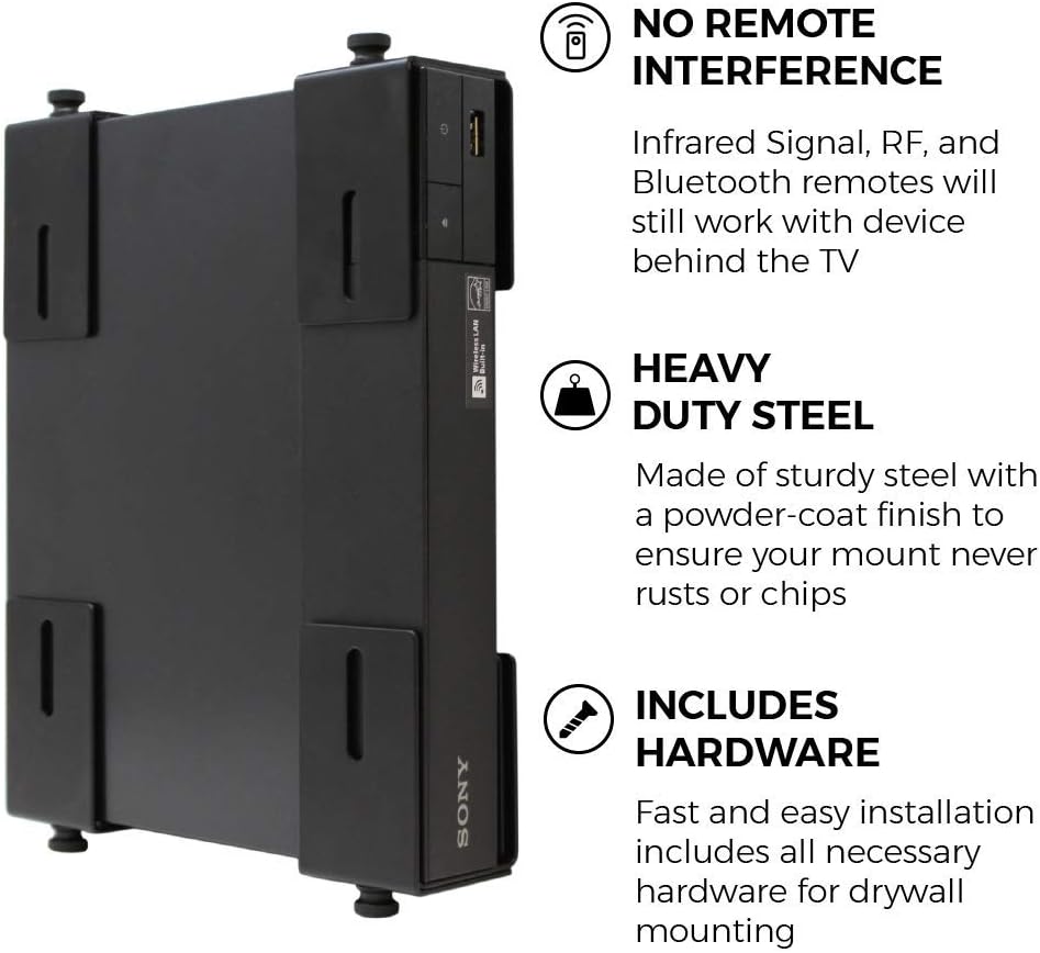 HumanCentric Cable Box Mount and Modem Mount, Adjustable Wall Mount for Small and Wide Devices Like Cable Boxes, Modems, DVD Players, Streaming Media Devices, Mount on The Wall Behind TV