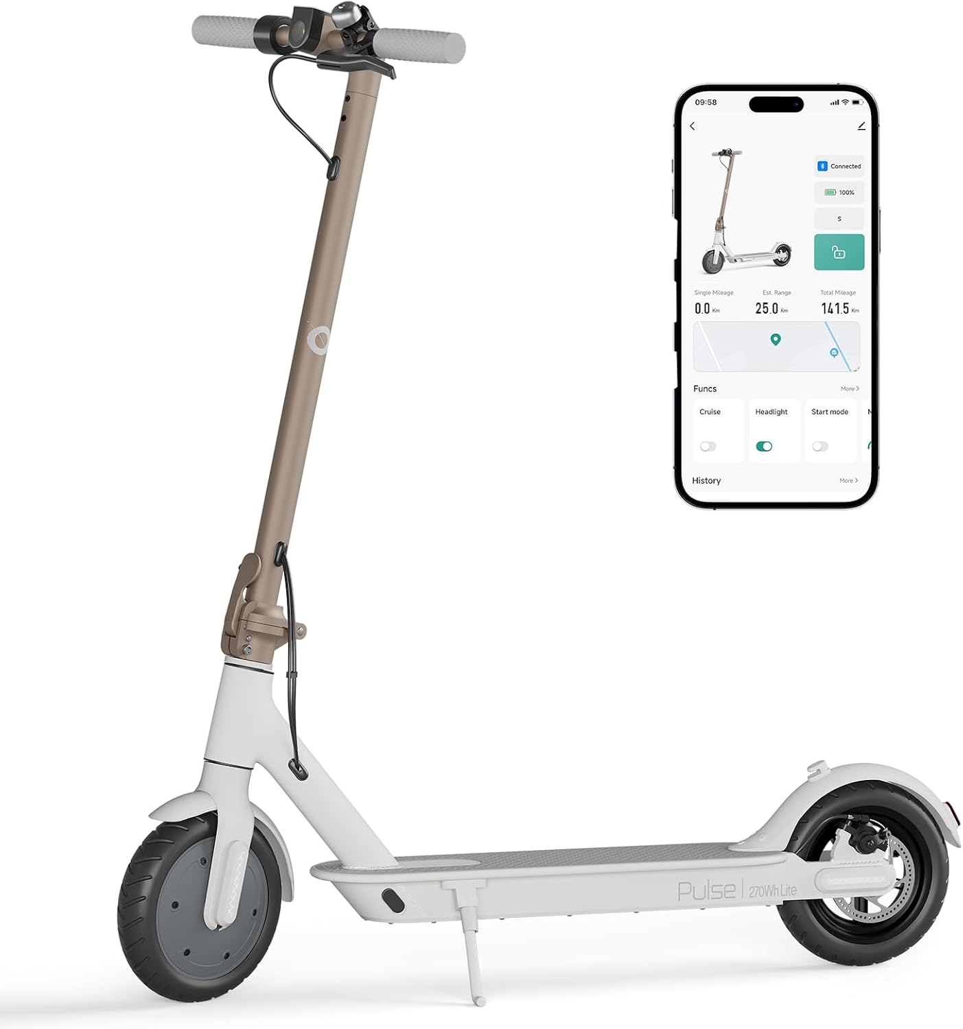 Commugo Electric Scooter for Adults 300 lbs, 8.5 Inch/10 Inch Tires, 500W Peak Motor 19 Mph Speed, 17/21 Miles Max Range Foldable Commute E-Scooter with Dual Braking System, App Control