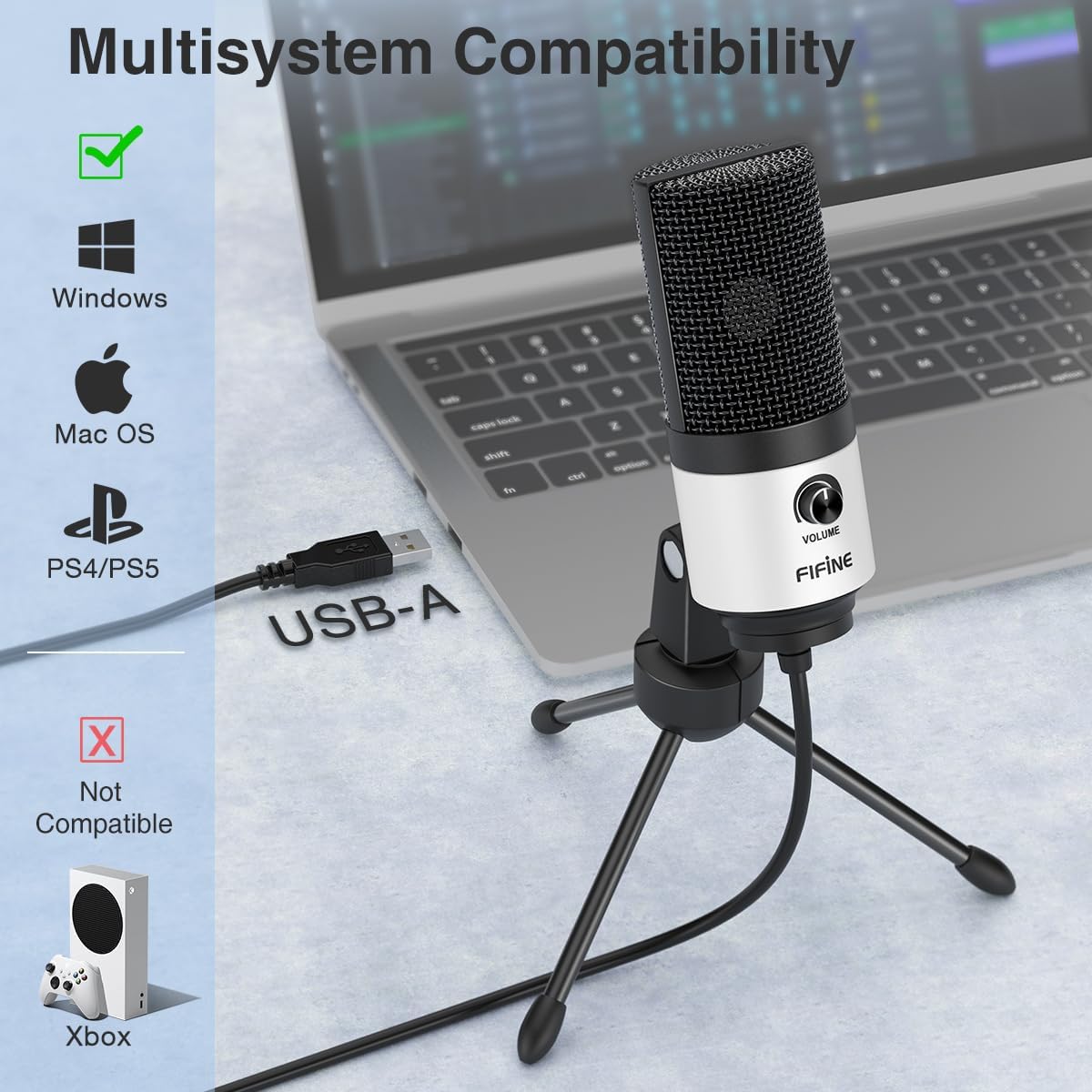 FIFINE USB Microphone, Metal Condenser Recording Microphone for Laptop MAC or Windows Cardioid Studio Recording Vocals, Voice Overs,Streaming Broadcast and YouTube Videos-K669B
