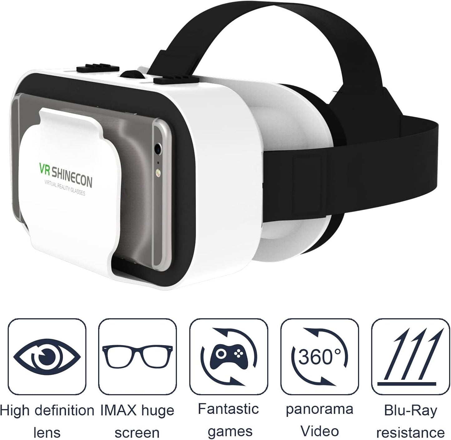 3D VR Glasses Virtual Reality Headset for iPhone or Android Compatible 4.7-6.5 inch,Adjustable Virtual Reality 3D Glasses Headset Helmets with Controller, for Mobile Games &amp; Movies