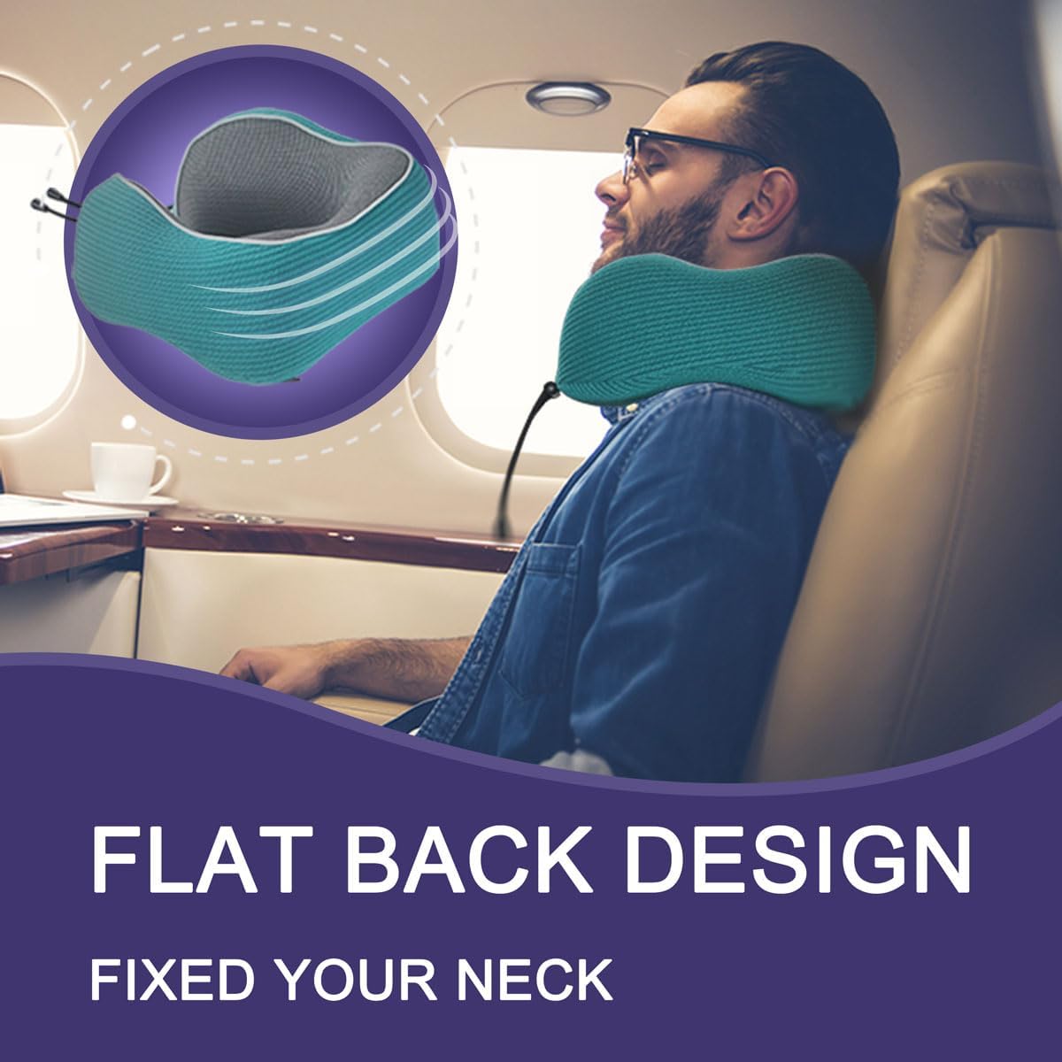napfun Neck Pillow for Traveling, Upgraded Travel Neck Pillow for Airplane 100% Pure Memory Foam Travel Pillow for Flight Headrest Sleep, Portable Plane Accessories, Striped Black