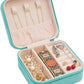 TRODANCE Jewelry Travel Case with Mirror,Small Travel Jewelry Organizer, Portable Jewelry Box Travel Mini Organizer Portable Display Storage Box For Rings Earrings Necklaces (White)