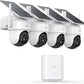 AOSU Security Cameras Outdoor Wireless, 4 Cam-Kit, No Subscription, Solar-Powered, Home Security Cameras System with 360° Pan &amp; Tilt, Auto Tracking, 2K Color Night Vision, Easy Setup, 5G &amp; 2.4G WiFi