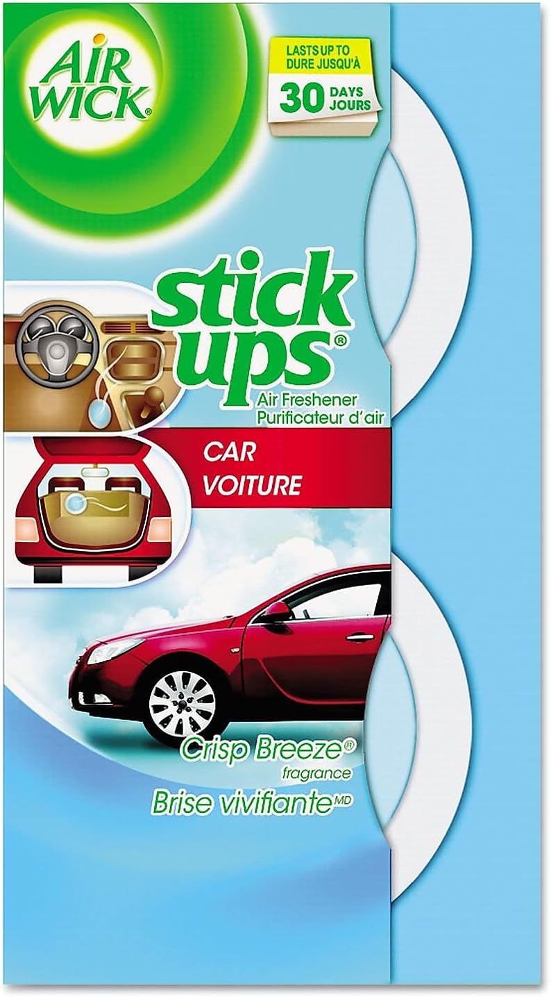 Air Wick Stick Ups Car Air Freshener, Crisp Breeze, 2ct (Packaging May Vary)