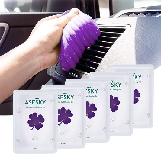 ASFSKY Car Putty Car Cleaning Gel Car Cleaning Putty Car Gel Cleaner Car Slime for Car Dust Cleaner Keyboard Dust Cleaning Gel 5 Pack (Purple)