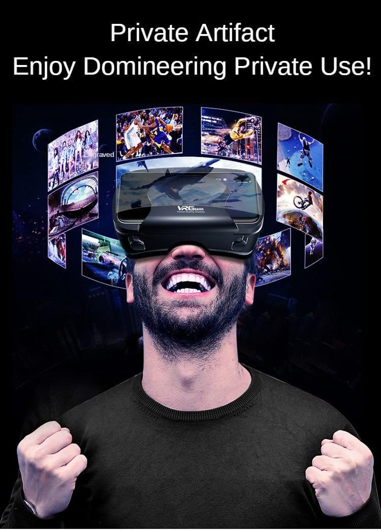 NEWSTYP 5~7inch VRG Pro 3D VR Glasses Virtual Reality Full Screen Visual Wide-Angle VR Glasses Box for 5 to 7 inch Smartphone Eyeglasses with Remote Control (Black Basic)