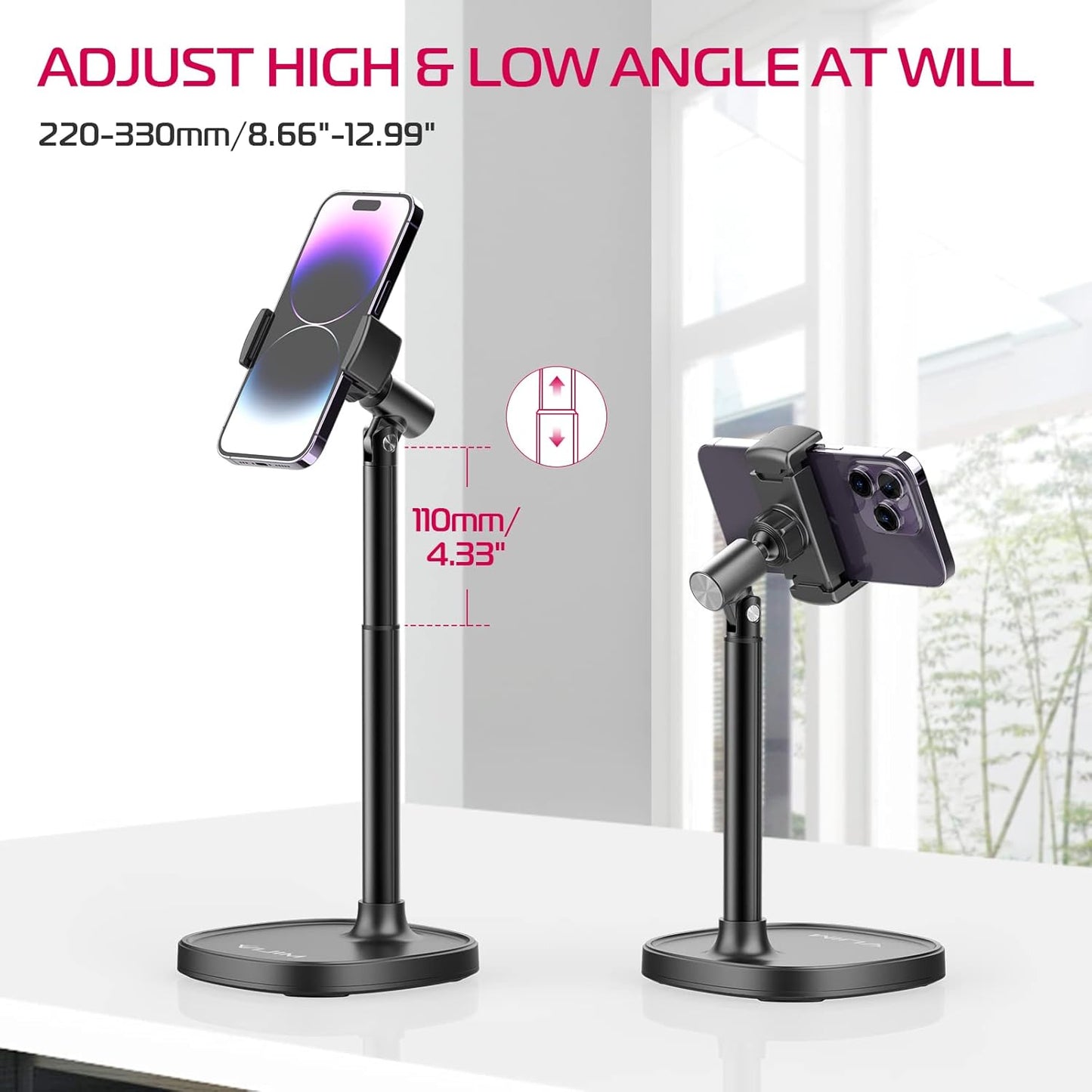 ULANZI SK-06 Cell Phone Cooler Phone Stand, Desktop Cell Phone Gaming Radiator with Cooling Device, Height Adjustable Phone Stand 2.56-3.49 inches iOS/Android Semiconductor Heatsink Cooling