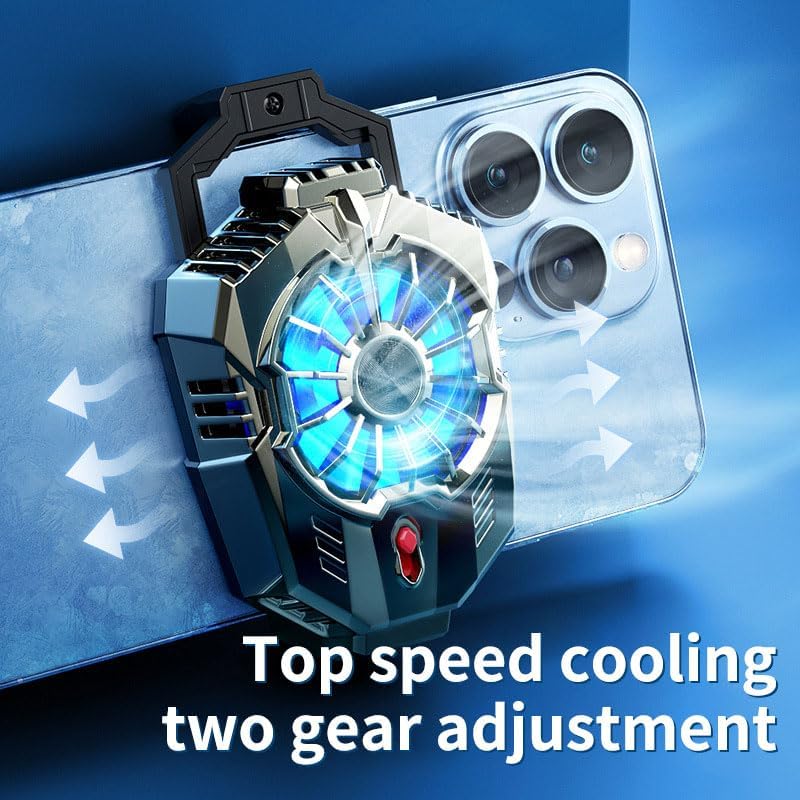 Electroplate Phone Cooling Fan, 2 Gears Cooler with Clip for iPhone, Semiconductor Quick Cooling Gaming Equipment for Travel Outdoor Live