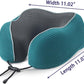 napfun Neck Pillow for Traveling, Upgraded Travel Neck Pillow for Airplane 100% Pure Memory Foam Travel Pillow for Flight Headrest Sleep, Portable Plane Accessories, Striped Black