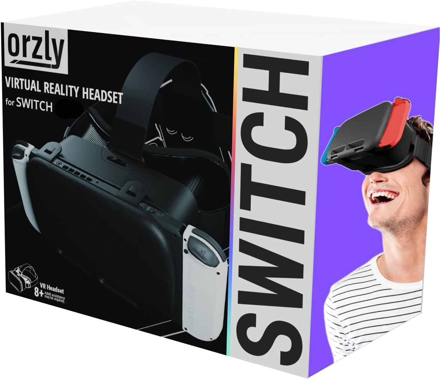 Orzly VR Headset Designed for Nintendo Switch &amp; Switch OLED Console with Adjustable Lens for a Virtual Reality Gaming Experience and for Labo VR - White - Gift Boxed Edition