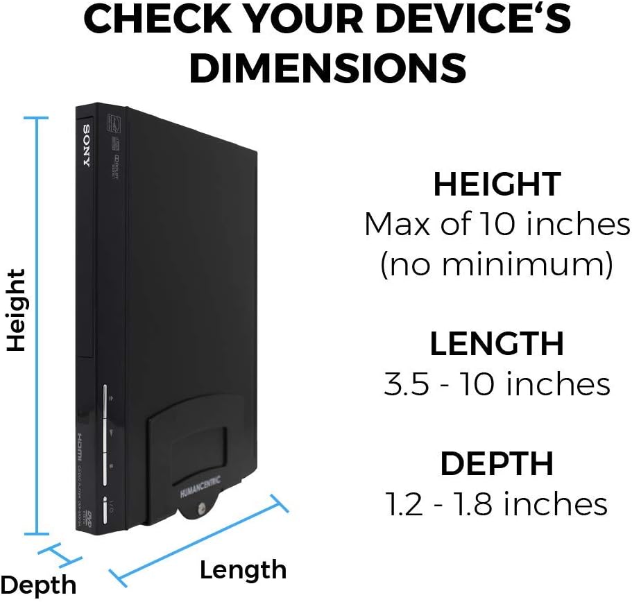 HumanCentric Cable Box Mount and Modem Mount, Adjustable Wall Mount for Small and Wide Devices Like Cable Boxes, Modems, DVD Players, Streaming Media Devices, Mount on The Wall Behind TV