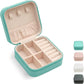 TRODANCE Jewelry Travel Case with Mirror,Small Travel Jewelry Organizer, Portable Jewelry Box Travel Mini Organizer Portable Display Storage Box For Rings Earrings Necklaces (White)