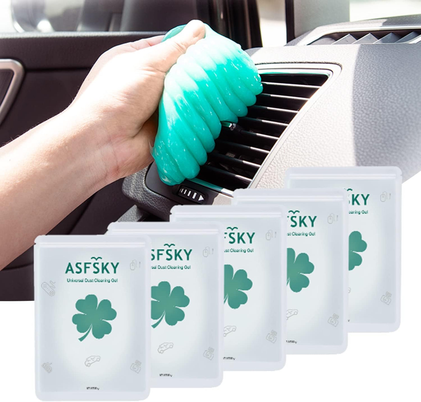 ASFSKY Car Putty Car Cleaning Gel Car Cleaning Putty Car Gel Cleaner Car Slime for Car Dust Cleaner Keyboard Dust Cleaning Gel 5 Pack (Purple)