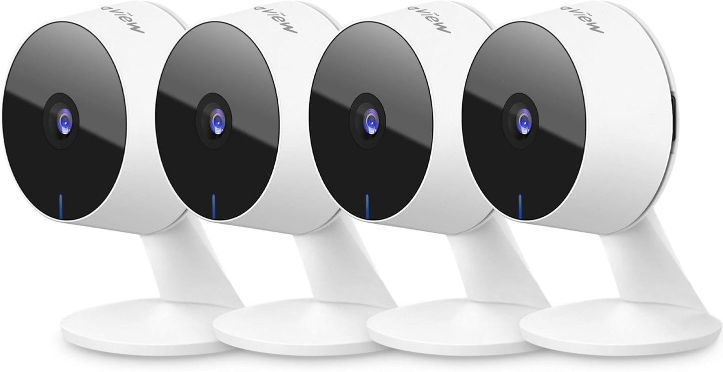 LaView Security Cameras 4pcs, Home Security Camera Indoor 1080P, Wi-Fi Cameras Wired for Pet, Motion Detection, Two-Way Audio, Night Vision, Phone App, Works with Alexa, iOS &amp; Android &amp; Web Access
