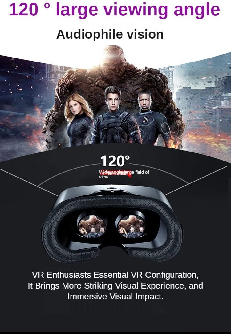 NEWSTYP 5~7inch VRG Pro 3D VR Glasses Virtual Reality Full Screen Visual Wide-Angle VR Glasses Box for 5 to 7 inch Smartphone Eyeglasses with Remote Control (Black Basic)