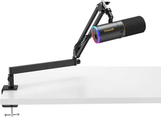 TONOR XLR/USB Gaming Microphone Kit, RGB Dynamic PC Mic for Streaming Podcasting with Low Profile Boom Arm, Metal Recording Mic with Gain Control, Mute, Monitoring for Mac Android Tablet PS4/5 TD520S