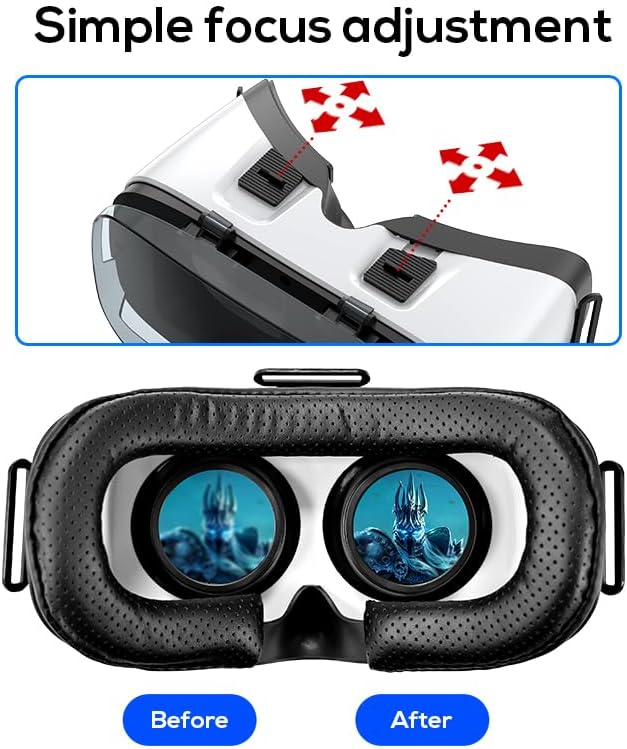 VR Headset for Phone, Compatible with iPhone Samsung and Android 3D Virtual Reality for Kids and Adults VR Goggles for Smartphone /4.5-6.3in Eyes Protected Anti-Blue HD Lenses
