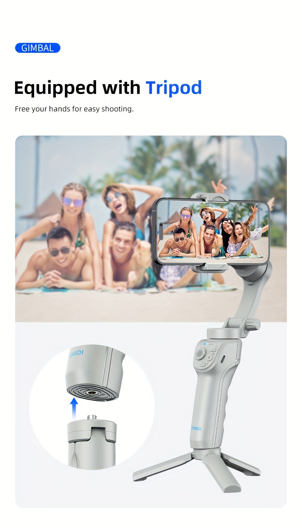 Smartphone Gimbal Stabilizer, Intelligent Gimbal, 3-Axis Smartphone Gimbal, Target Tracking, Portable and Foldable, Automatic Tracking Smartphone Stabilizer, Smartphone Gimbal with ActiveTrack, Stabilizer for Video Recording, Vlogging Stabilizer