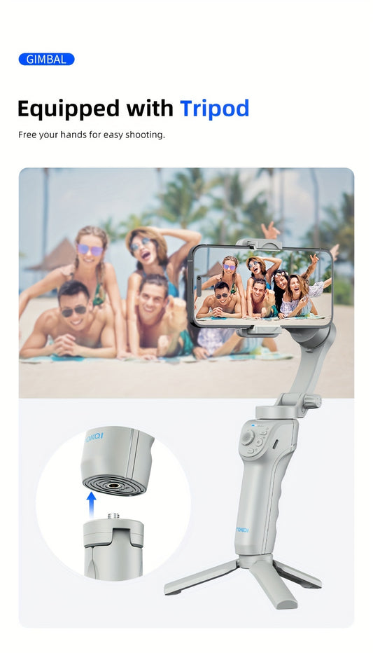 Smartphone Gimbal Stabilizer, Intelligent Gimbal, 3-Axis Smartphone Gimbal, Target Tracking, Portable and Foldable, Automatic Tracking Smartphone Stabilizer, Smartphone Gimbal with ActiveTrack, Stabilizer for Video Recording, Vlogging Stabilizer
