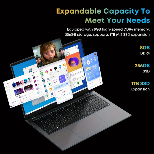 CHUWI HeroBook Plus Laptop 15.6'', 8GB DDR4 256GB SSD, 1TB SSD Expand, Intel N4020, 1920*1080 FHD IPS Display, WiFi 5, BT4.2, USB 3.0, Windows 11 Computer christmas gift