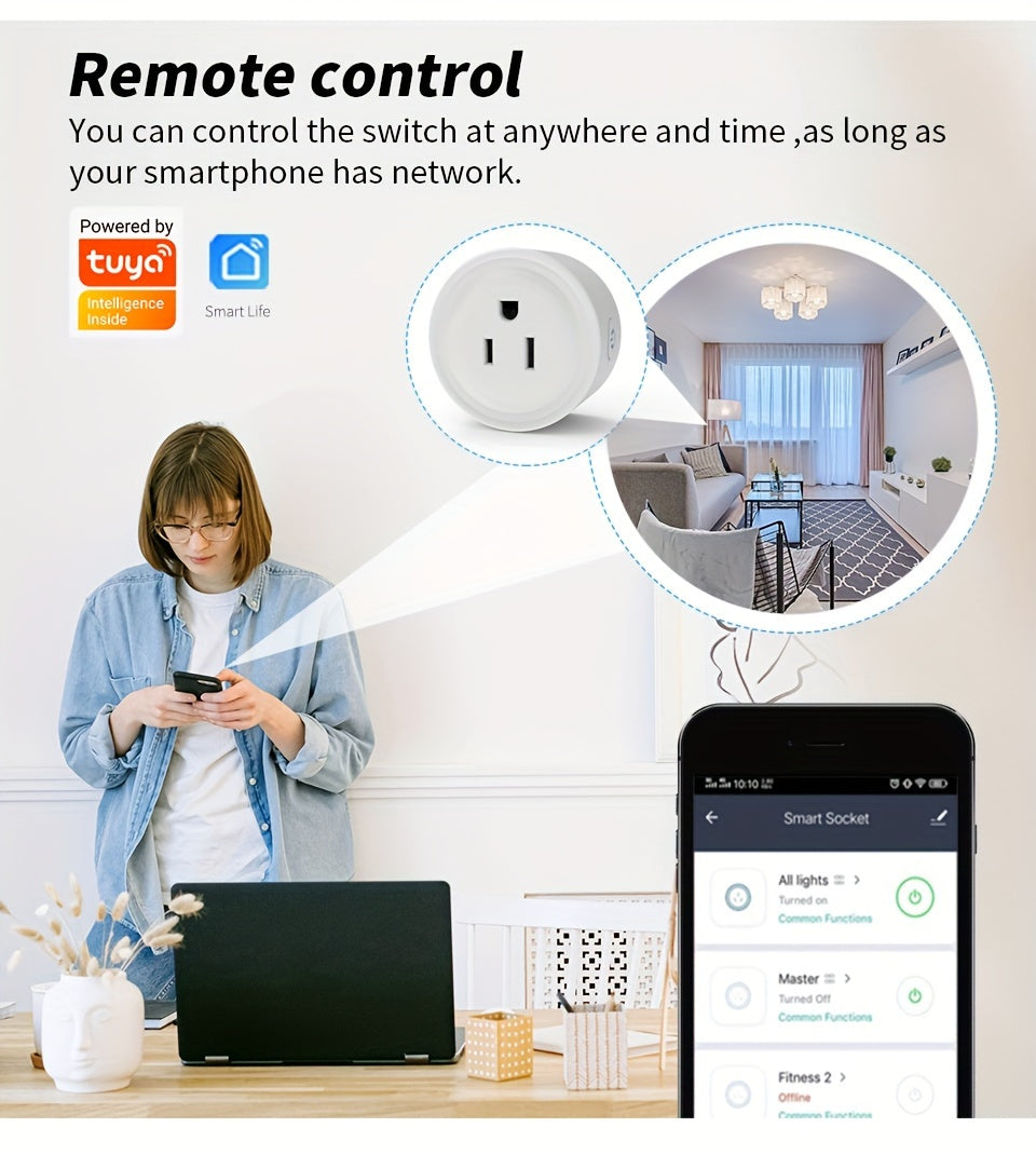 Graffiti WiFi Smart Socket Remote Control Timer Switch Support Smart Speaker Voice Control Google Assistant Support