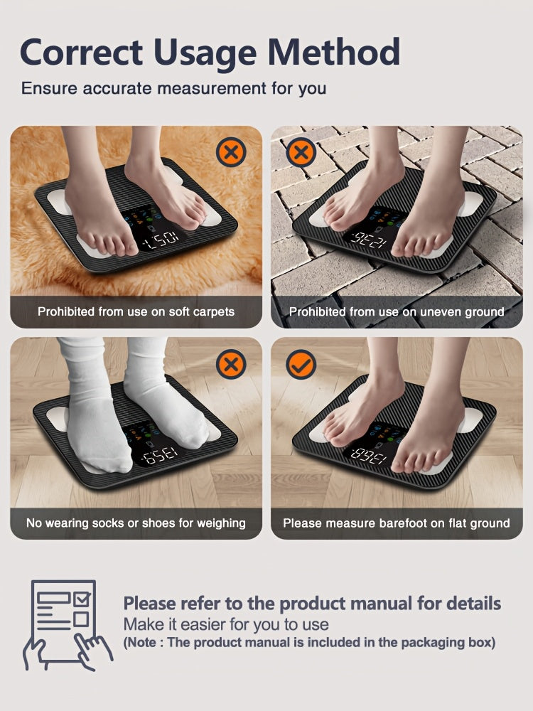 Smart Scale For Body Weight - 400lbs Capacity, BMI, Muscle Mass, Accurate Home User Health Equipment Sync Apps, Carbon Fiber Look With Anti-slip Finish - For Men & Women - Suitable for Home Use - Perfect Gift for Fitness Enthusiasts