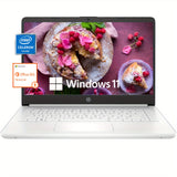 HP 2024 Newest 14" Laptop For Student And Business, HP Stream 14inch Laptop, Ultral Light Laptops, Intel Celeron N4120(Quad-Core), Up To 16GB RAM, Up To 320GB Storage(64GB EMMC 256GB Micro SD), 1-Year Office 365, Windows 11 Home In S Mode, Snowflake Whit