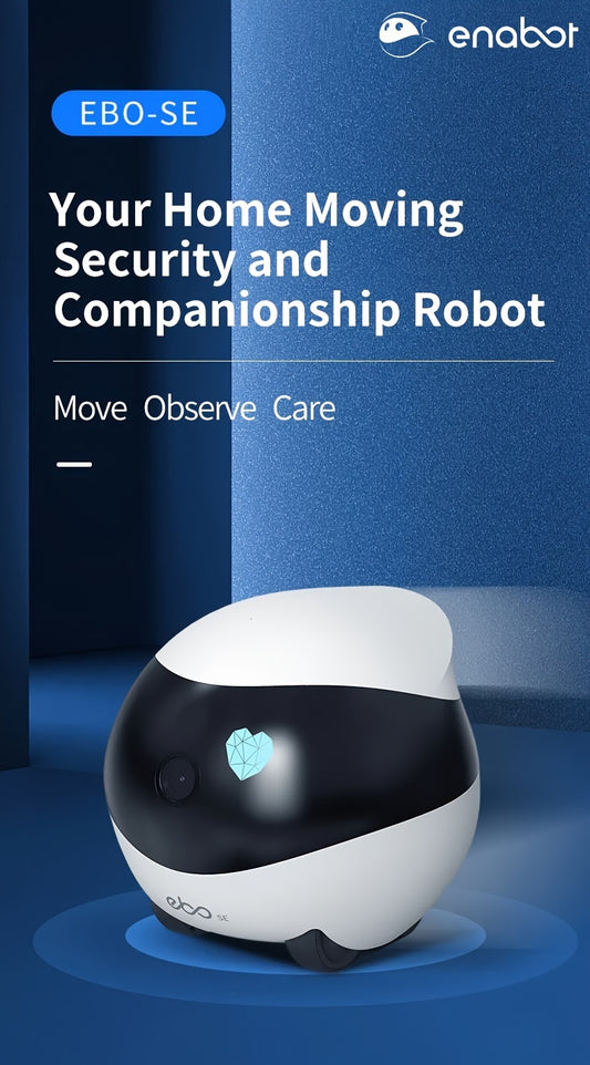 Enabot SE Home Security Camera, EBO Movable Indoor Smart Robot, 2-Way Audio, Night Vision, Auto Self-Charging, 1080P HD Video, APP WiFi Remote Control, Local SD Card Data Storage, Fix-Point Patrol And Auto Cruise For Pets, Babies And Elderly Companionshi