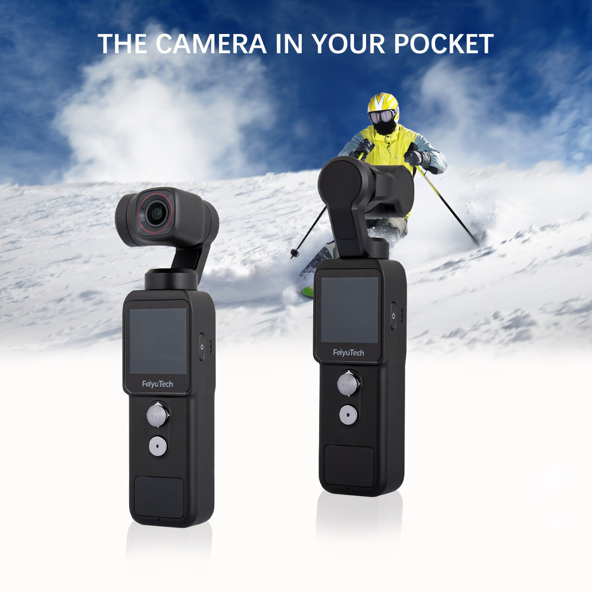 FeiyuTech Pocket 2 Action Camera Gimbal - 4K Handheld Stabilizer with 130° View, Magnetic Body, 4x Zoom, Beauty Effects, USB Rechargeable Battery