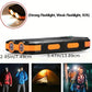 Solar Power Bank: Portable Charger with Dual LED Flashlights, USB Input/Output & Waterproof Solar Panel