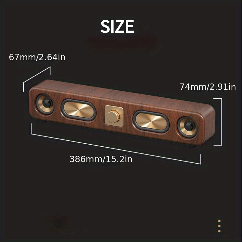Portable Wireless Speaker with Enhanced Bass - Wireless, Dual Speakers, Rechargeable Battery, Ideal for Parties & Gifts, Wood Grain Design