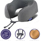 napfun Neck Pillow for Traveling, Upgraded Travel Neck Pillow for Airplane 100% Pure Memory Foam Travel Pillow for Flight Headrest Sleep, Portable Plane Accessories, Striped Black