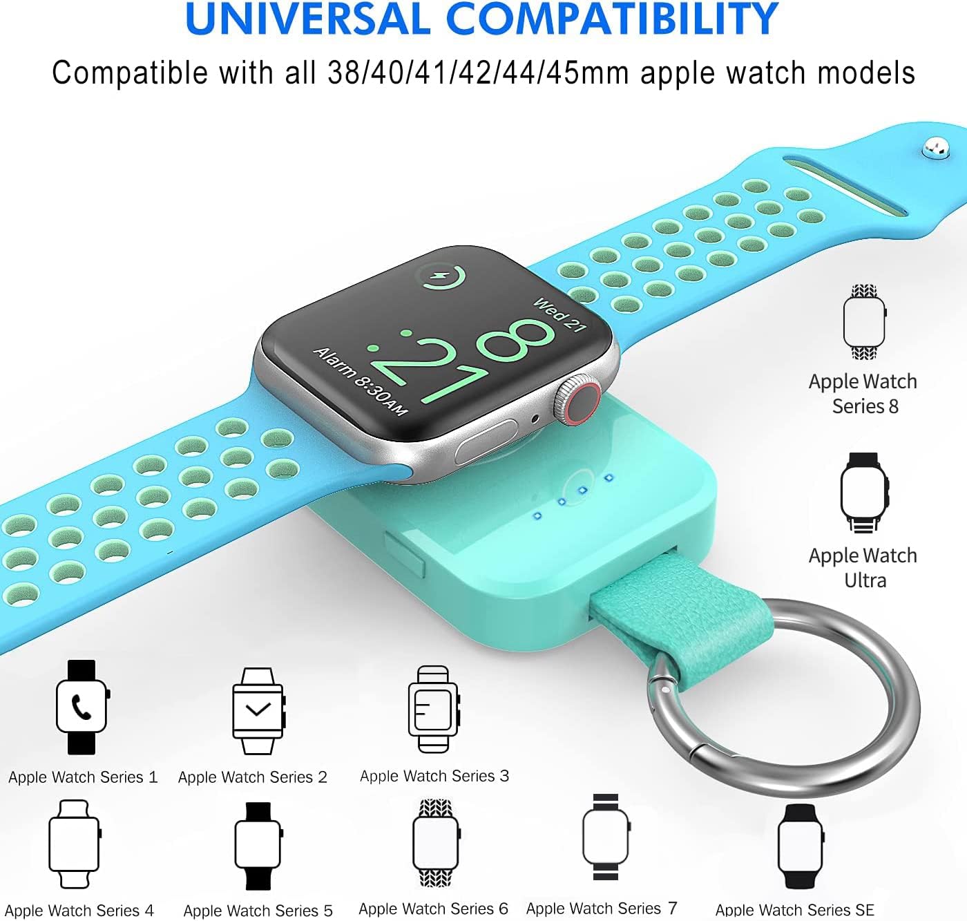 i.VALUX for Apple Watch Charger Portable Magnetic i Watch Charger, Keychain Travel Accessories Smart Wireless Charging Battery Pack Power Bank for Apple Watch Series 10/9/8/7/6/5/4/3/2/1/SE/Ultra1 2
