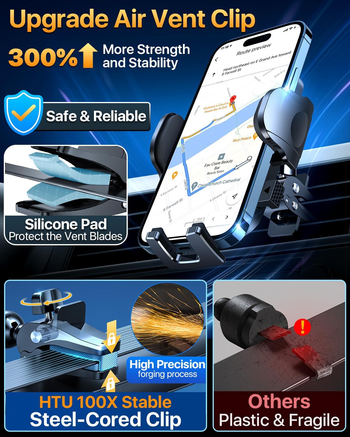 2025 Ultimate Car Phone Mount【80 LBS Strongest Suction &amp; Military-Grade】【Patent &amp; Safety Certs】 Cell Phone Holder Truck Stand for Dashboard Windshield Vent for iPhone 16 Pro Max 15 14 Samsung, Black