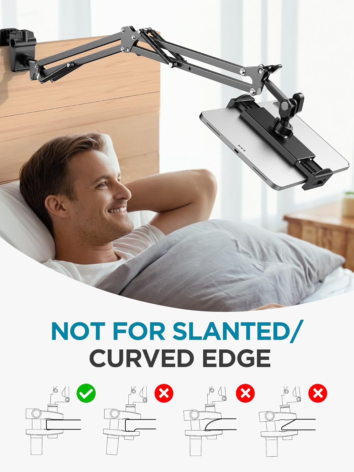 InnoGear Tablet Holder for Bed, Overhead Tablet Stand Phone Holder Tablet Mount for Desk 2 Clamps with Swivel Ball Head for iPad Kindle Switch Graphics Tablets 4-13&#34; Devices