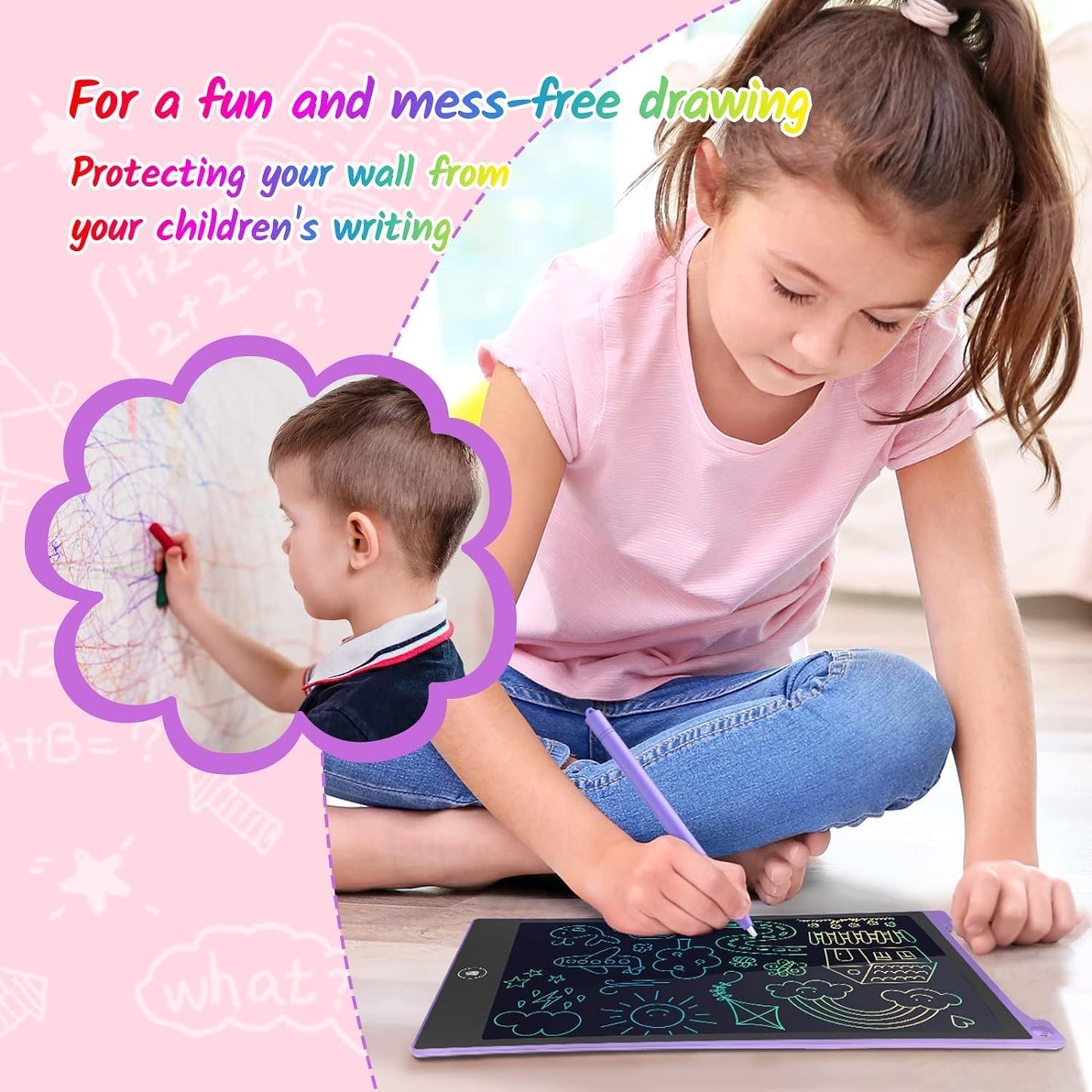 TECJOE 2 Pack LCD Writing Tablet, 10 Inch Colorful Doodle Board Drawing Tablet for Kids, Kids Travel Learning Toys Christmas Birthday Gifts for 3 4 5 6 Year Old Boys and Girls Toddlers