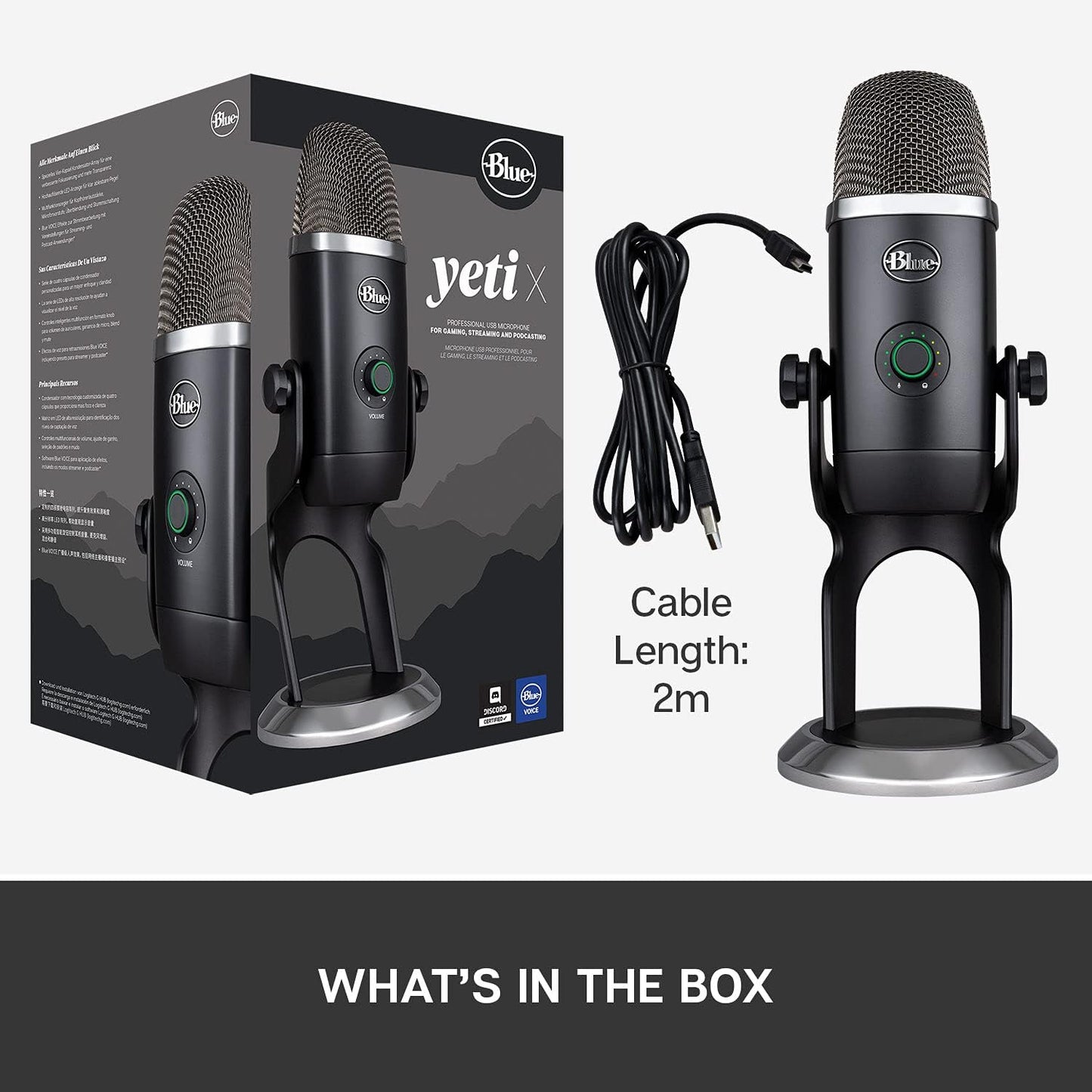 Logitech for Creators Blue Yeti X USB Microphone for Gaming, Streaming, Podcasting, Twitch, YouTube, Discord, Recording for PC and Mac, 4 Polar Patterns, Studio Quality Sound, Plug &amp; Play-Dark Grey