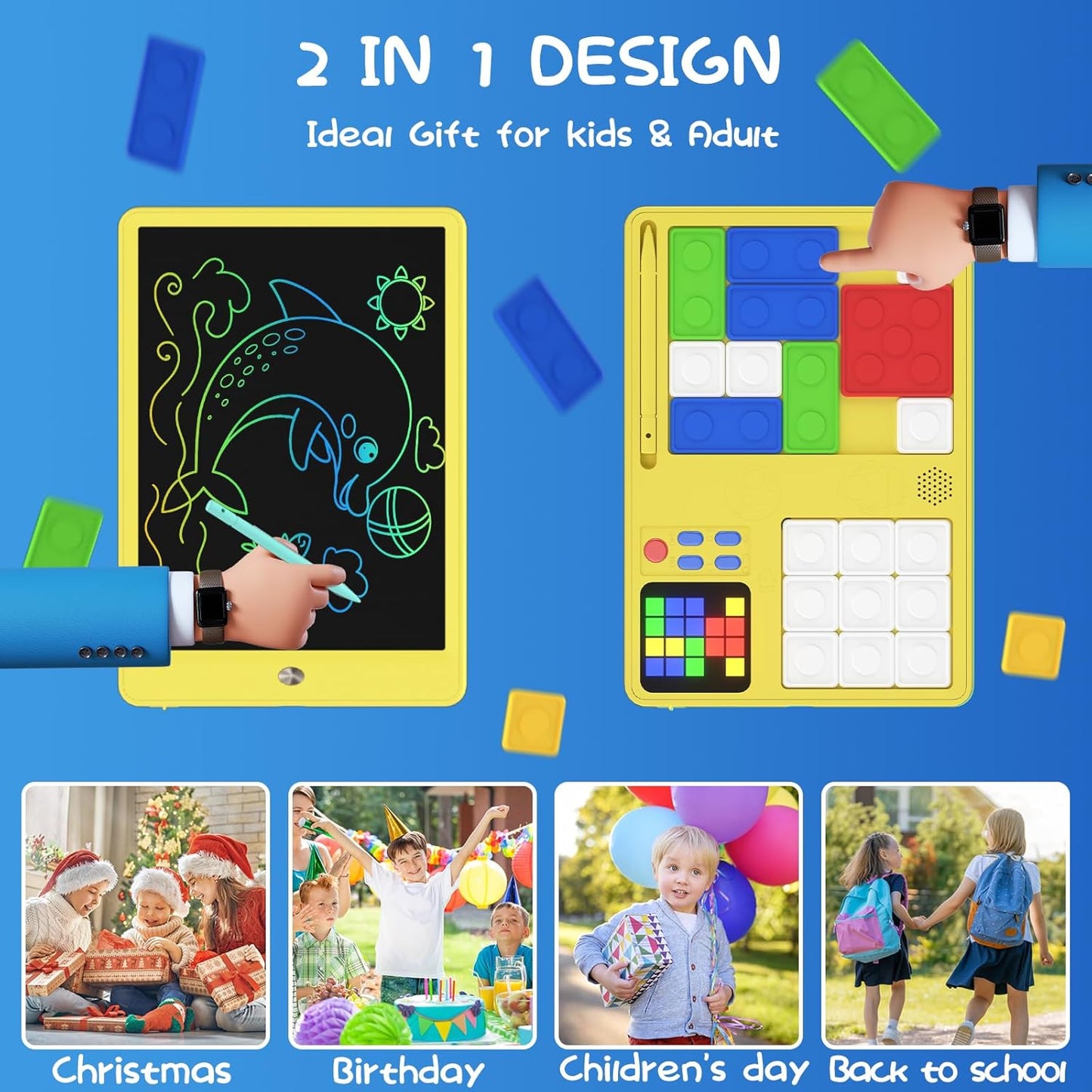 PYTTUR LCD Writing Tablet for Kids 10 Inch Colorful Toddler Drawing Tablet Reusable Doodle Board Electronic Drawing Pads Educational and Learning Kids Toys for Girls(Pink)