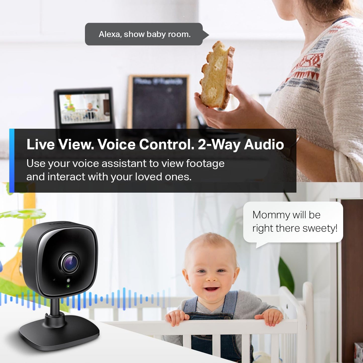 TP-Link Tapo 2K Security Camera for Baby Monitor, Dog Camera w/Motion Detection, 2-Way Audio Siren, Night Vision, Cloud &amp; SD Card Storage, Works w/Alexa &amp; Google Home, 4-Pack (Tapo C110P4)